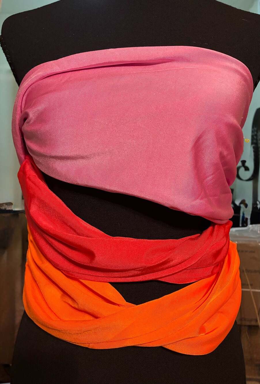 NWT-Micas Contrast Twisted Front Tube Top Colorblock Bandeau size XL